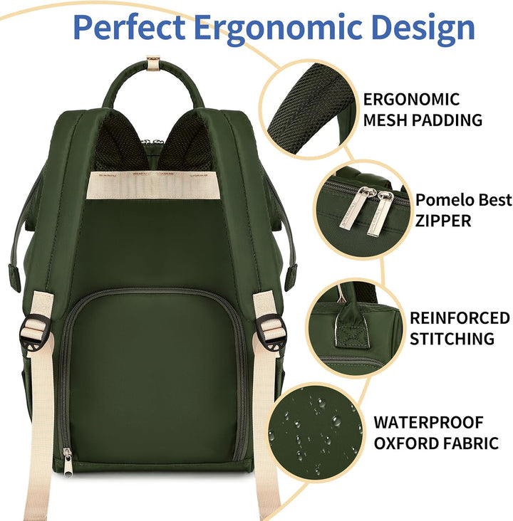 Pomelo Best Moderner Wickelrucksack für Mama Papa – Stylischer Familienrucksack mit Grosser Öffnung,