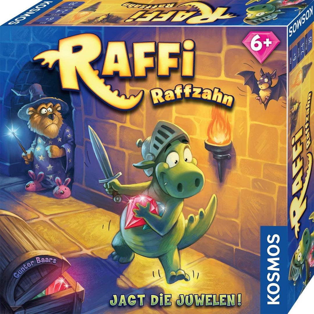 KOSMOS 681036 Raffi Raffzahn - Jagt die Juwelen, spannendes Kinderspiel mit magnetischer Drachen-Fig
