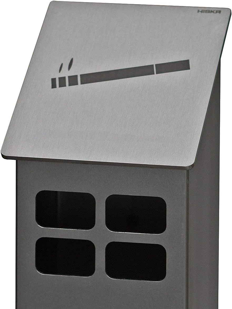 Hiska Standascher Edelstahl, Quadratisch, inkl. Erdspiess, Standascher, Standaschenbecher, Standasch