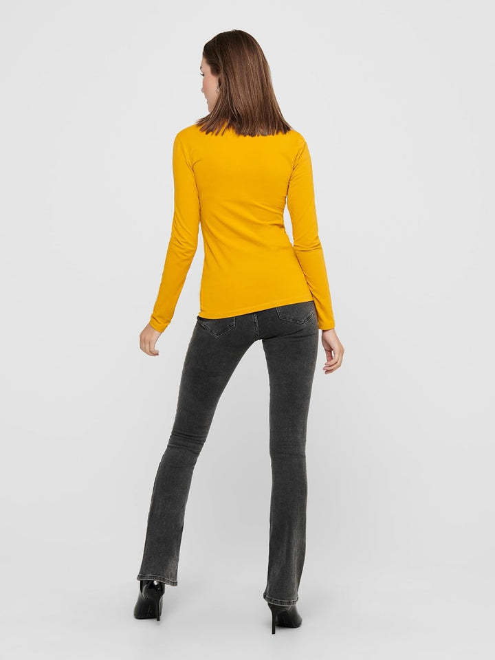 ONLY Damen Longsleeve Onllive Love Life Basic Damen-Shirt XL 1x Golden Yellow, 1x Burnt Henna, 1x Ka