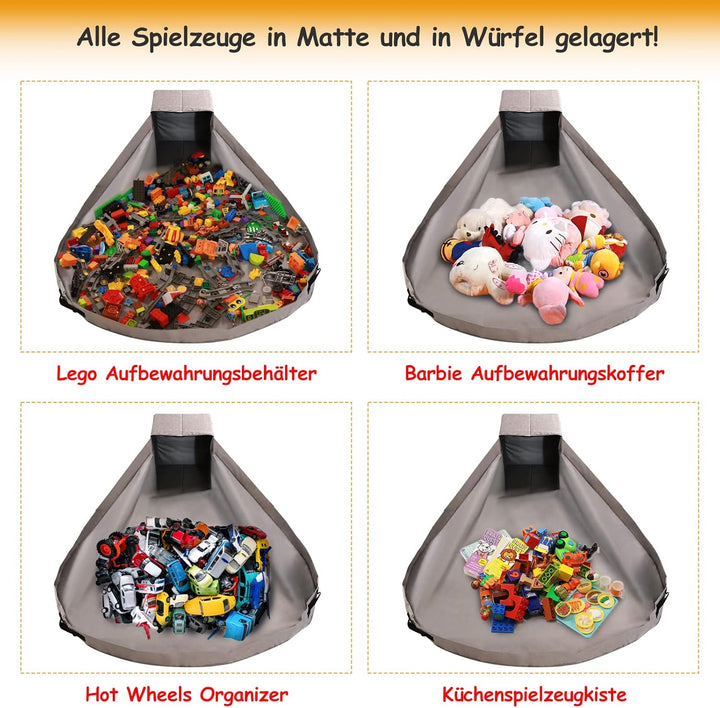 Spielzeug Tasche für Lego Spielmatte – Duplo Spielzeug Aufbewahrungsbehälter für Kinder mit Deckel d
