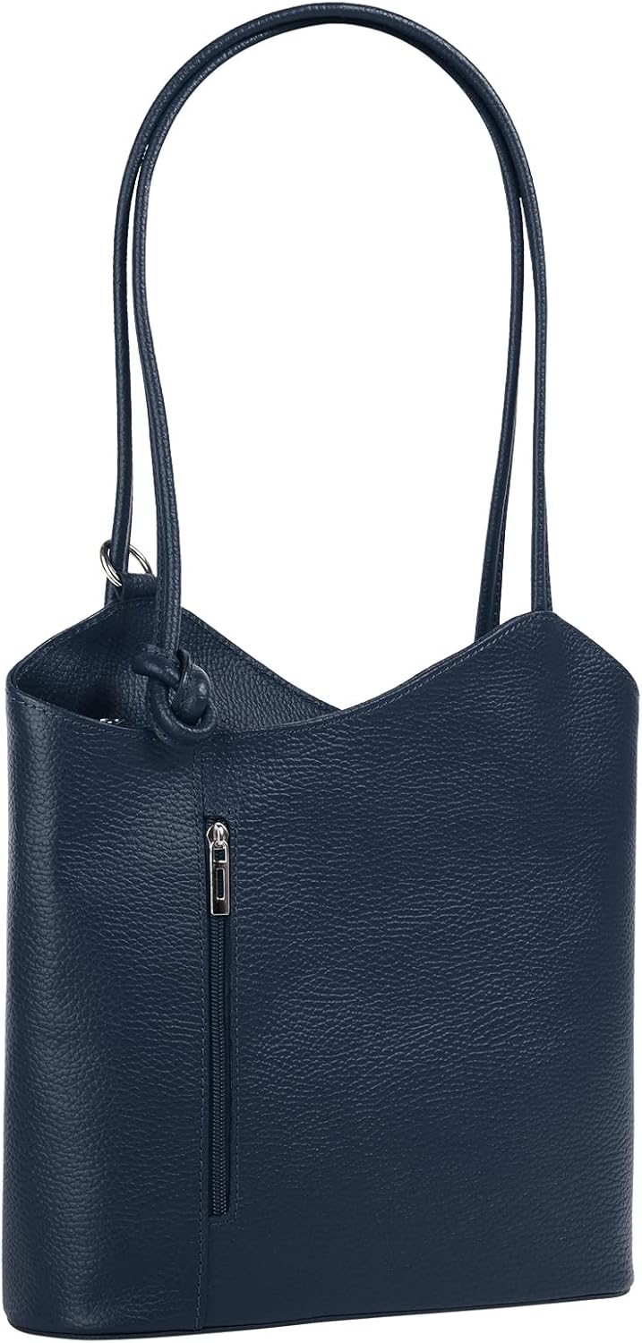 Cluty Shopper Rucksack Kombination Echt Leder Damen - 016715 Blau, Blau