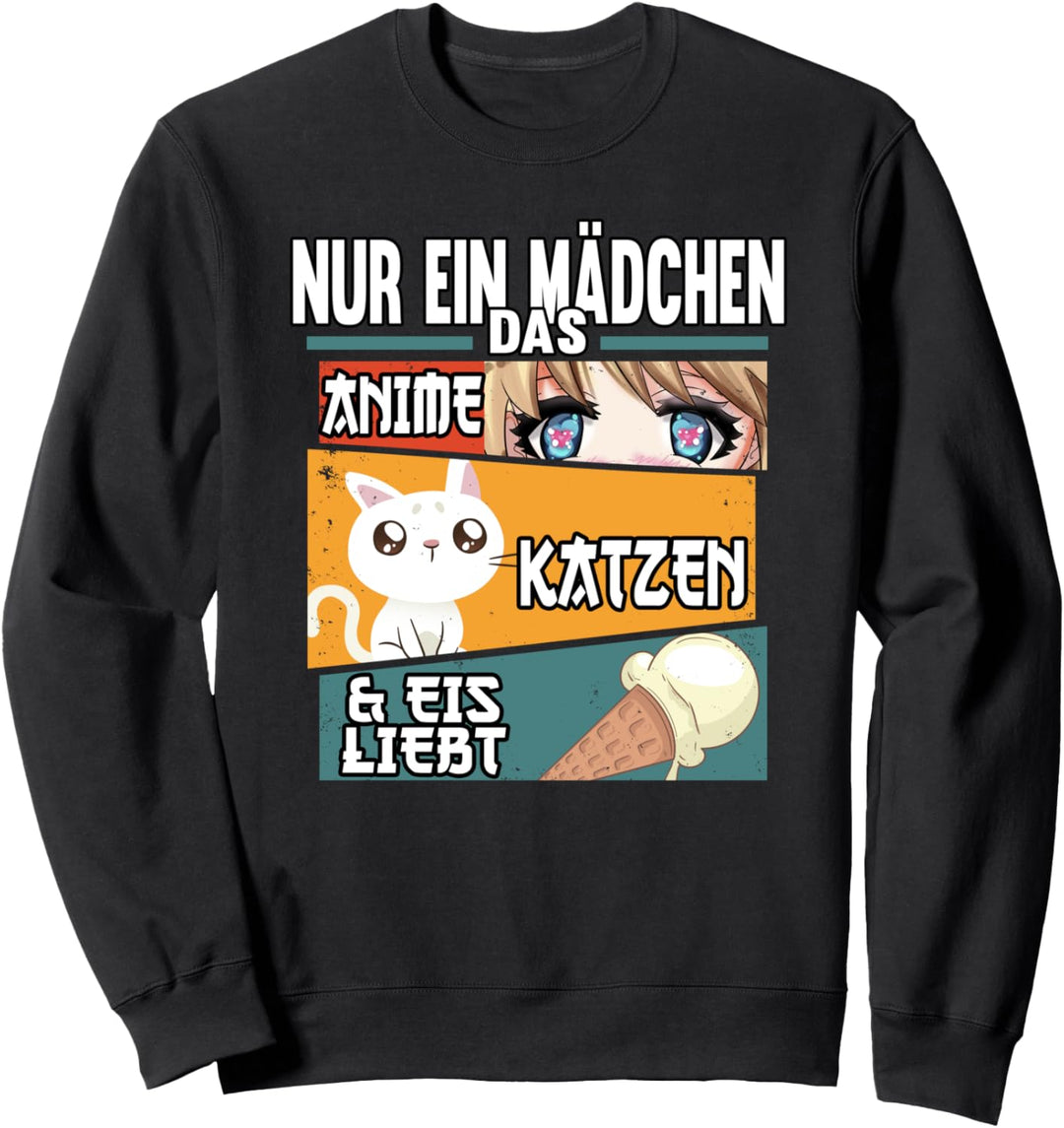 Nur ein Mädchen das Anime Katzen & Eis liebt Sweatshirt