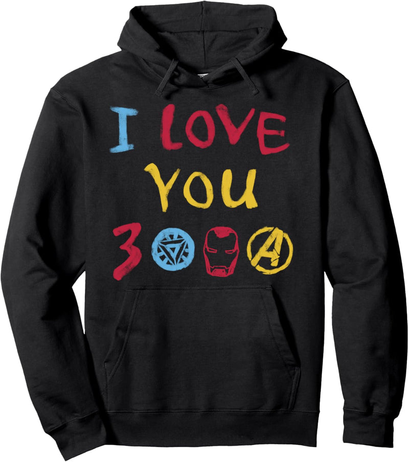 Marvel Avengers Endgame I Love You 300 Colorful Text Logo Pullover Hoodie