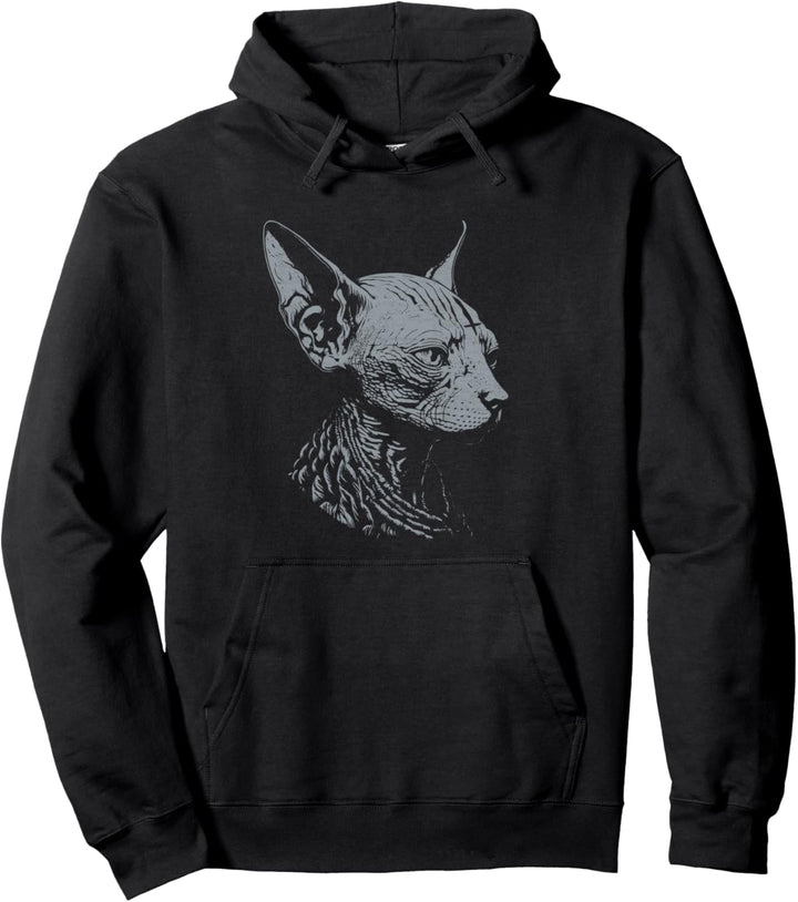 Black Metal Death Metal Cat Sphynx Goth Witchcraft Wicca Pullover Hoodie