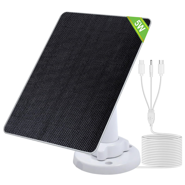 ECO-WORTHY 5W Solarpanel für Überwachungskamera aussen, 5V BC Solarmodul, 25% Wirkungsgrad, mit 3 Me