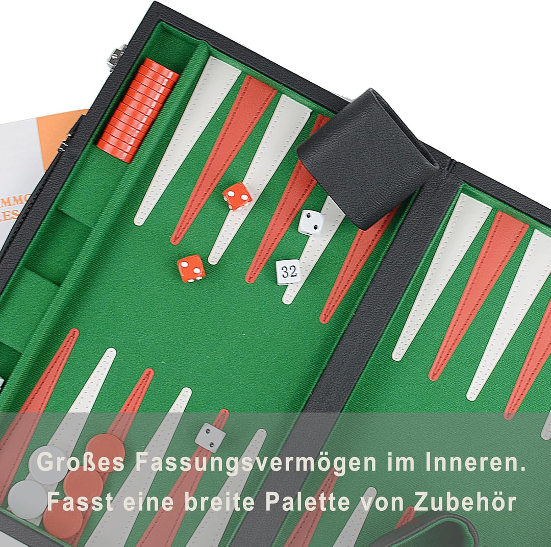 Backgammon Set 15" Klassisches Backgammon Brettspiel Tragbares Reise Strategie Backgammon Spiel Set