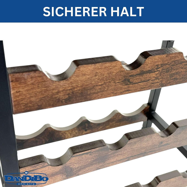 DanDiBo Weinregal Metall Schwarz Stehend mit Glashalter 100 cm 96575 Flaschenregal Flaschenständer F