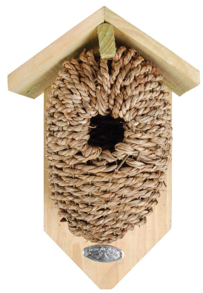 2 Stück Esschert Design Nistkasten, Vogelhaus mit Höhle aus Seegrass, ca. 15 cm x 10 cm x 26 cm