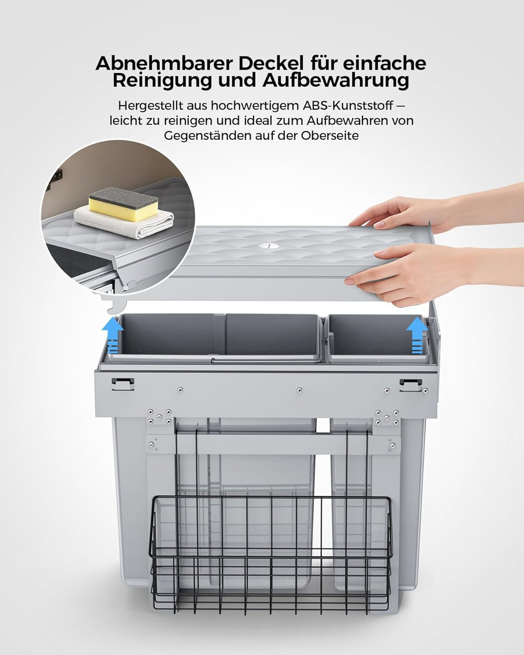 lovewind Abfallsammler Tandem, 10L+20L, Mülleimer küche, Mülltrennsystem für Unterschrank，Abfalleime