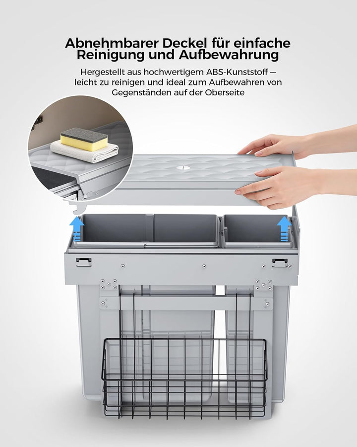 lovewind Abfallsammler Tandem, 10L+20L, Mülleimer küche, Mülltrennsystem für Unterschrank，Abfalleime