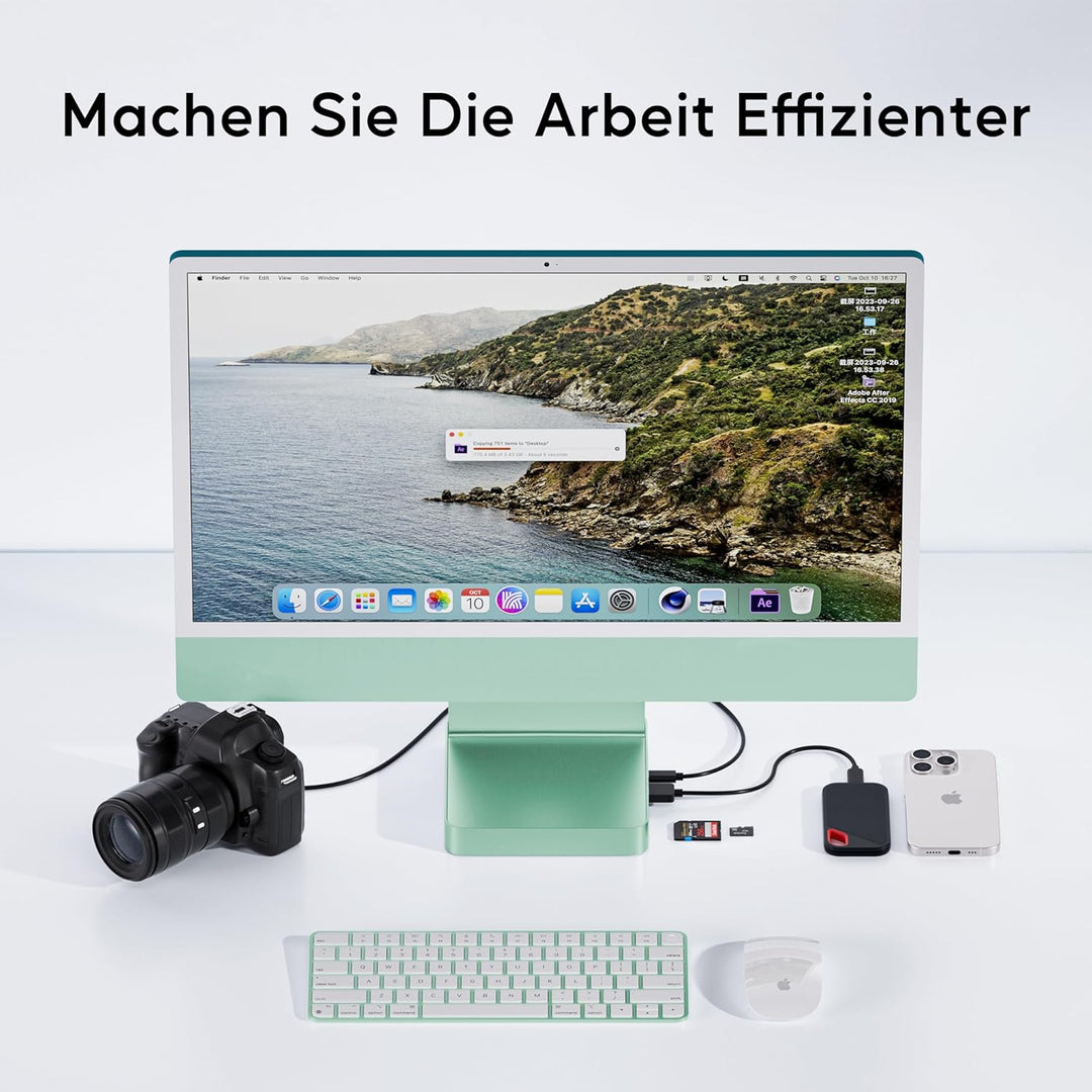 USB C HUB Für iMac 24" 2021/2023/2024, 7 In 1 iMac HUB Für iMac M1/M3/M4, iMacZubehör Mit USB C 10gb