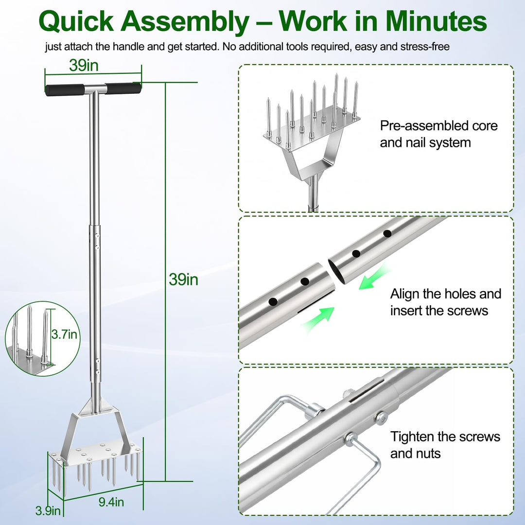Rasenlüfter, Manueller Aerifizierer für Rasen mit 12 Spikes,Belüfter Werkzeuge für Rasenpflege und V