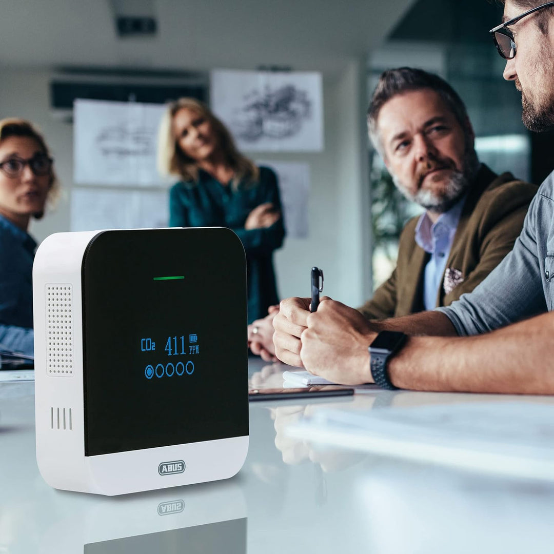 ABUS CO2-Melder - CO2WM110 AirSecure - Messgerät für Luftqualität, Luftfeuchtigkeit und Temperatur i