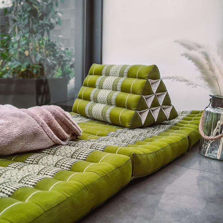 livasia Rückenstützkissen extrahoch mit Thaiseide, Dreieckskissen für Garten/Balkon, Keilkissen mit