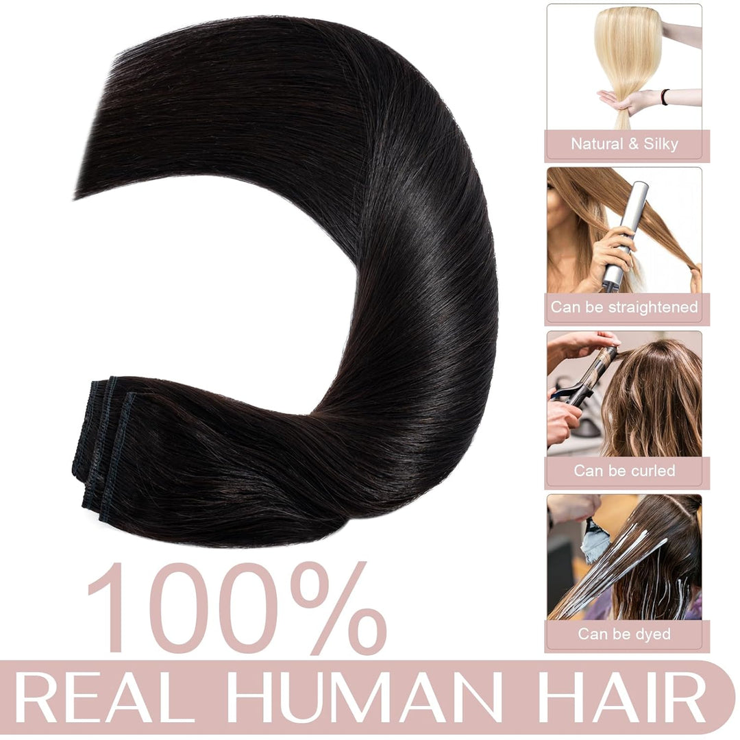 SEGO Haarverlängerung zum Anstecken, Echthaar, Monoband, unsichtbar – Haarverlängerung aus echtem Ec