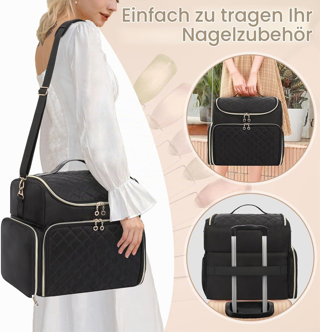 Nagelkoffer mit Extra Grosser Kapazität – Nagellack Koffer für 86 bis 100+ Flaschen &amp; Nagellampe, Do