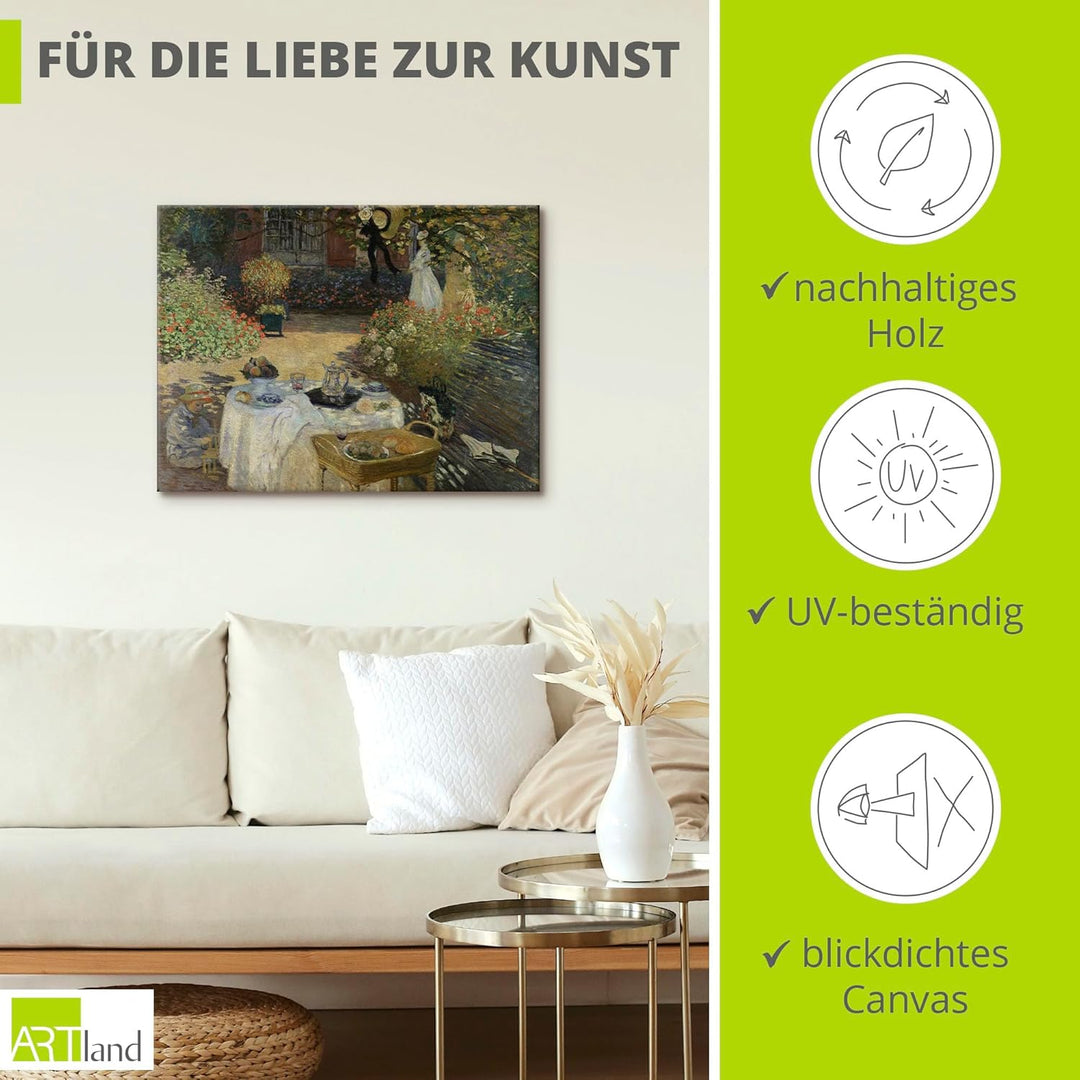 ARTland Leinwandbilder Wandbild Bild auf Leinwand 40x30 cm Wanddeko Sommer Gartenmöbel Tisch Essen F