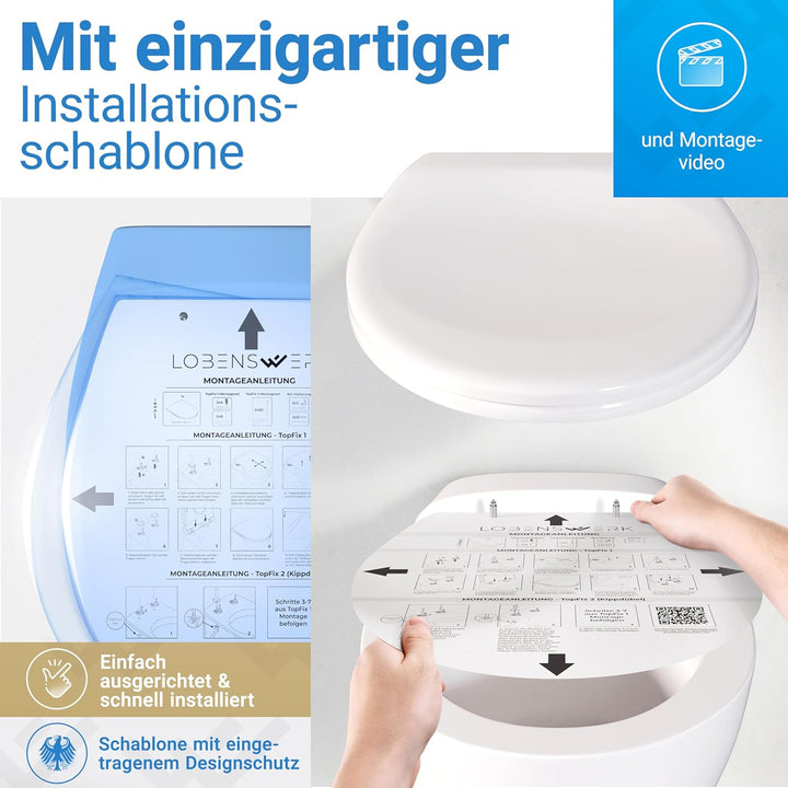 LOBENSWERK Toilettendeckel mit Absenkautomatik [Einfache Montage] antibakteriell & UV-beständig | Qu