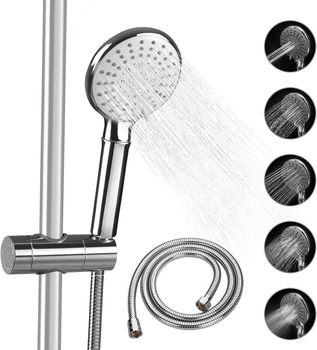 Duschkopf Set, Duschkopf mit Schlauch und Halterung, Dusche Sparduschkopf, Schlauch 1,5m, Duschkopfh