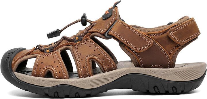 FLARUT Sandalen Herren Outdoorsandalen Sommer Wanderschuhe Trekkingsandalen Leder Strand Wandersanda