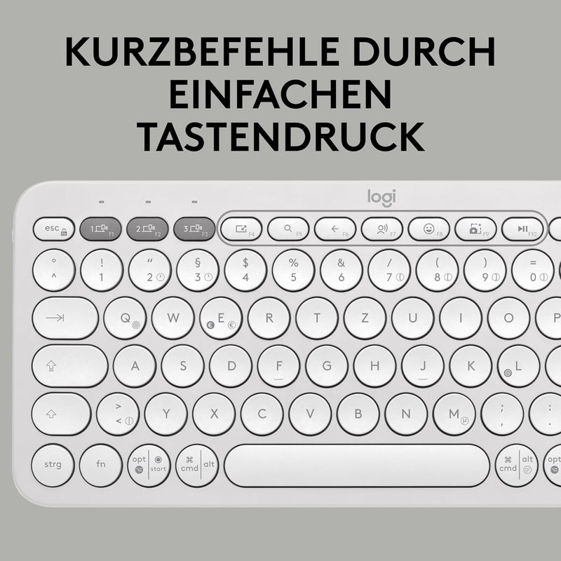 Logitech Pebble Keys 2 K380s, kabellose Multi-Device Bluetooth-Tastatur mit anpassbaren Sondertasten