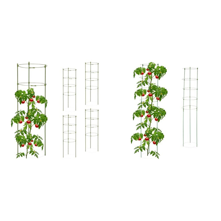 Relaxdays Rankhilfe, 5er Set & Rankhilfe, 2er Set, Tomatensäule für Garten & Balkon, 150 cm, je 5 Ri