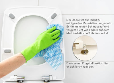 Clearfee Duroplast Premium WC-Sitz | Toilettendeckel antibakteriell | Softclose Absenkautomatik Klod