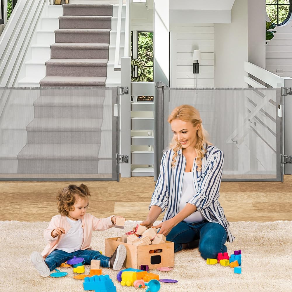0-180cm Baby Absperrgitter, Treppenschutzgitter Ausziehbare mit Katzenklappe, Türschutzgitter, Einzi
