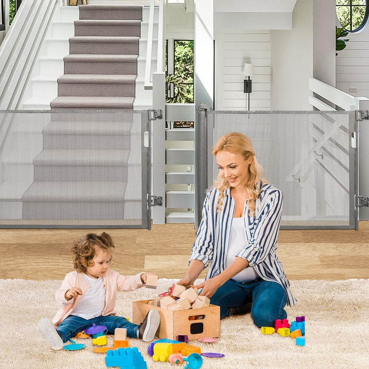 0-180cm Baby Absperrgitter, Treppenschutzgitter Ausziehbare mit Katzenklappe, Türschutzgitter, Einzi