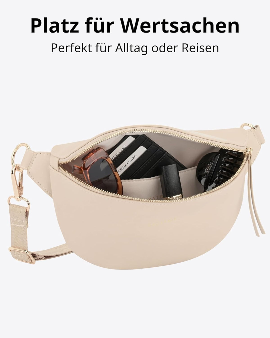 Expatrié Bauchtasche Damen Beige - Alice Small - Gürteltasche für Festival, Reisen &amp; Alltag aus Vega