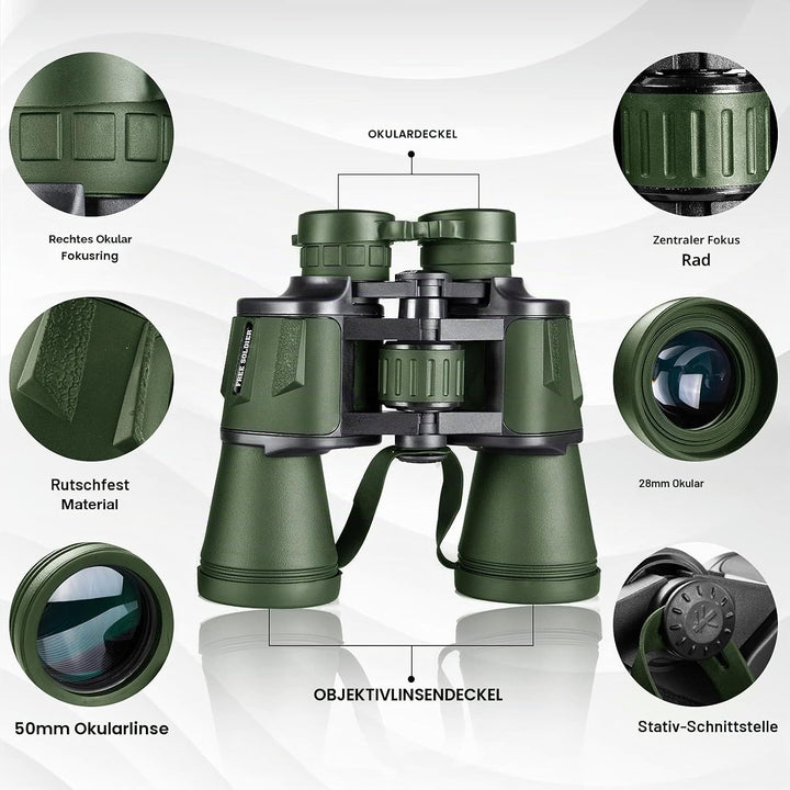 20x50 Jagd Fernglas für Erwachsene mit Smartphone-Adapte- 28mm grosses Okular Professionelles wasser