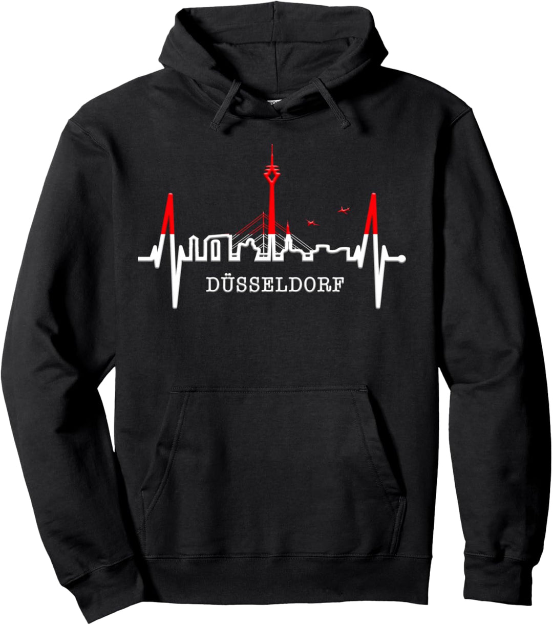 Düsseldorf Skyline Herzschlag Herz I Love Düsseldorfer Pullover Hoodie