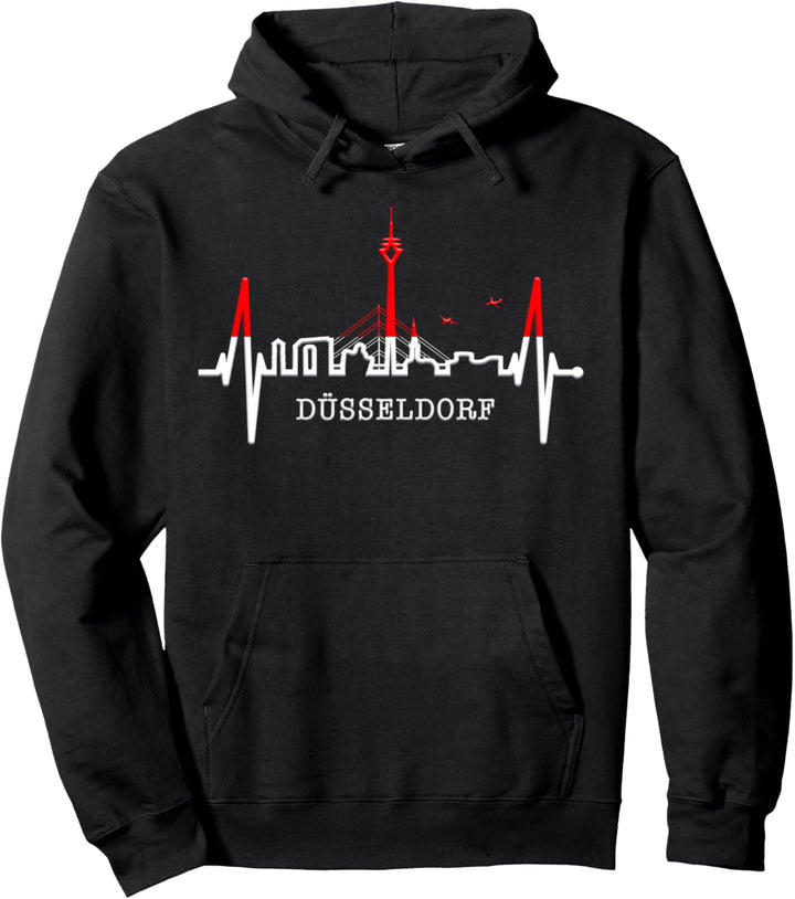 Düsseldorf Skyline Herzschlag Herz I Love Düsseldorfer Pullover Hoodie