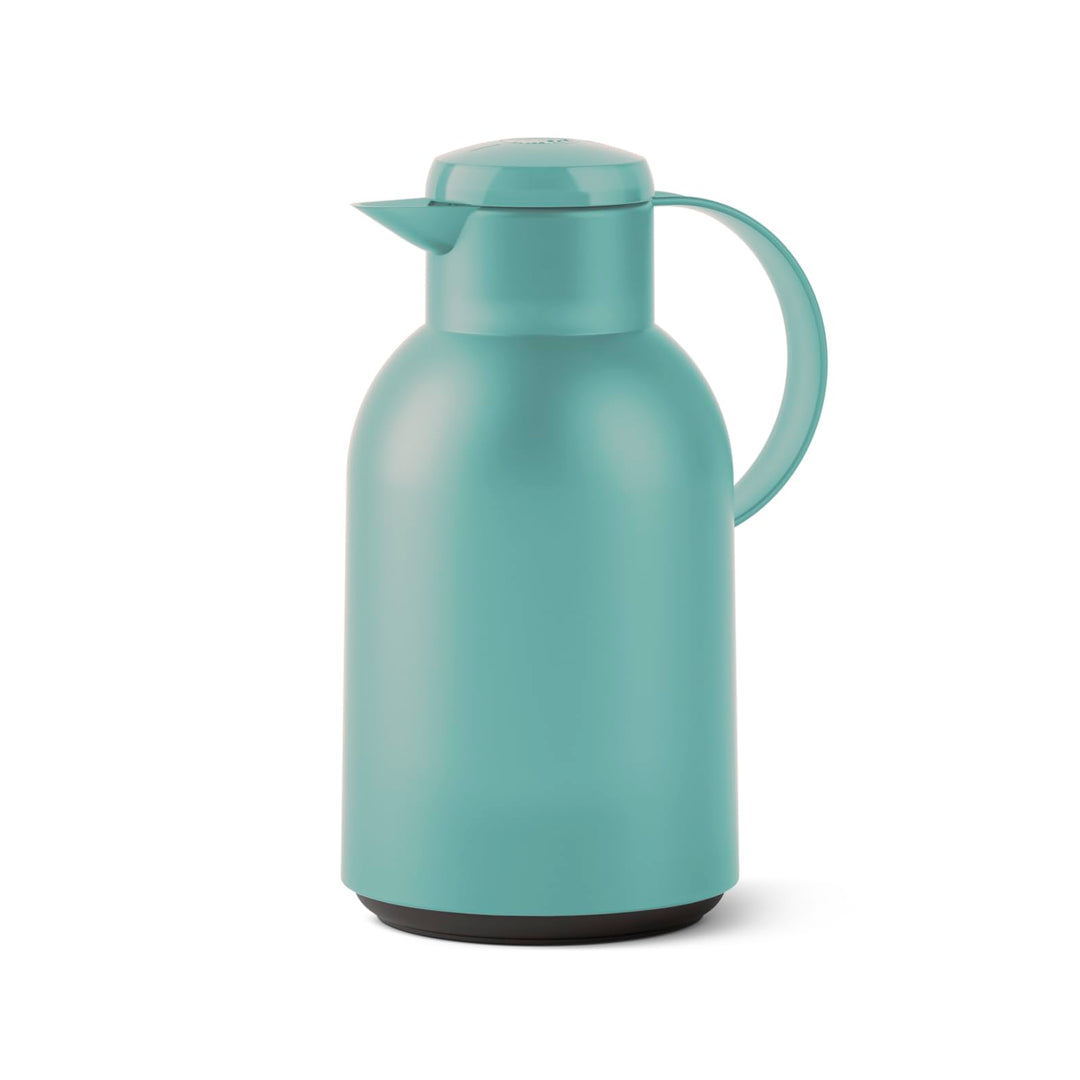 Emsa Samba Isolierkanne, 1,5 Liter Fassungsvermögen, Quick Press Verschluss, 100% dicht, 12h heiss u