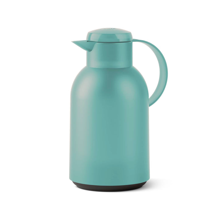 Emsa Samba Isolierkanne, 1,5 Liter Fassungsvermögen, Quick Press Verschluss, 100% dicht, 12h heiss u