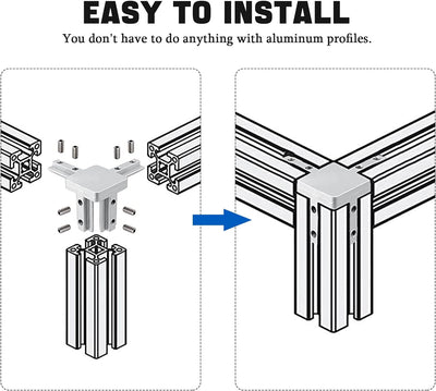 4er 3 Wege Aluprofil Eckverbinder Mit Schrauben, Eckhalterung Nut 6/8 Für Aluminium-Extrusionsprofil