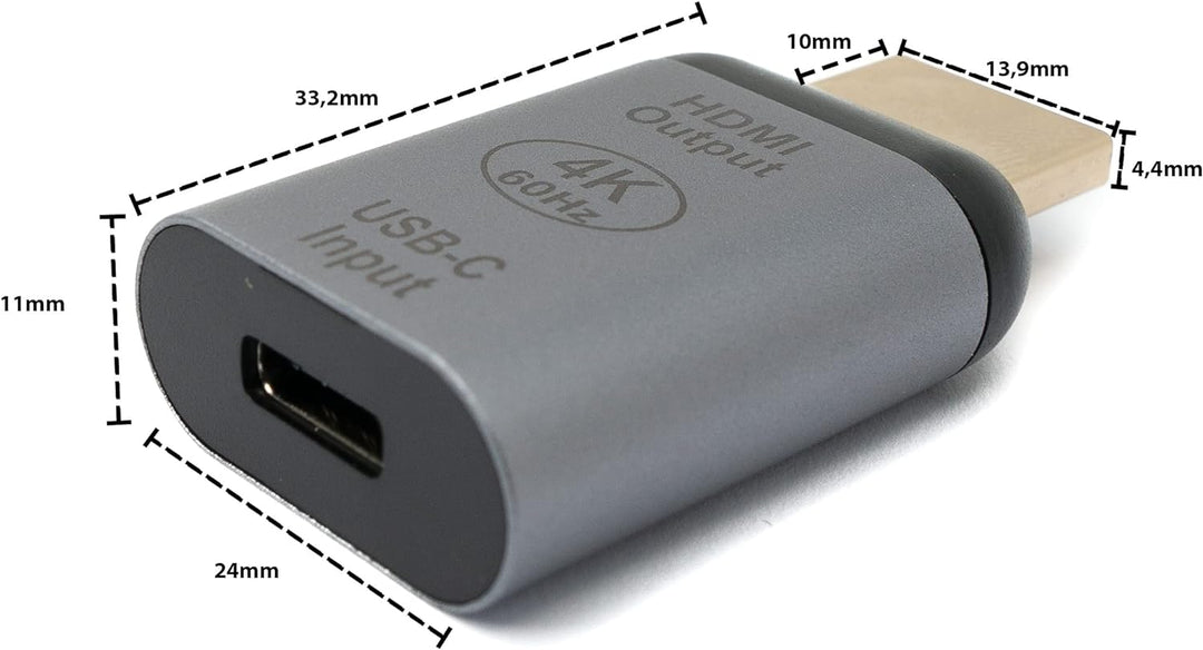 System-S USB 3.1 Adapter Typ C Buchse zu HDMI 4K Standard Stecker Kabel in Grau