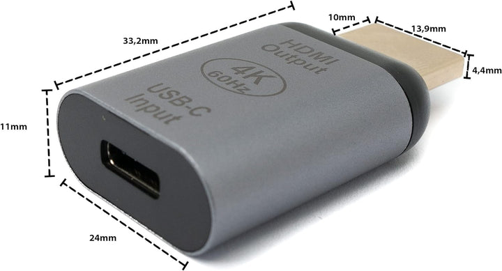 System-S USB 3.1 Adapter Typ C Buchse zu HDMI 4K Standard Stecker Kabel in Grau