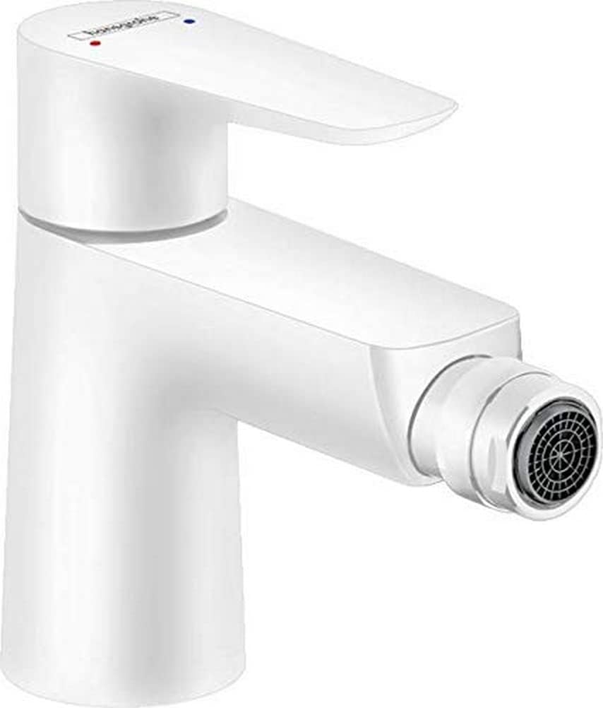 hansgrohe Talis E Einhebel-Bidetarmatur mit Zugstangen-Ablaufgarnitur, Mattweiss Matt-weiss mit Zugs