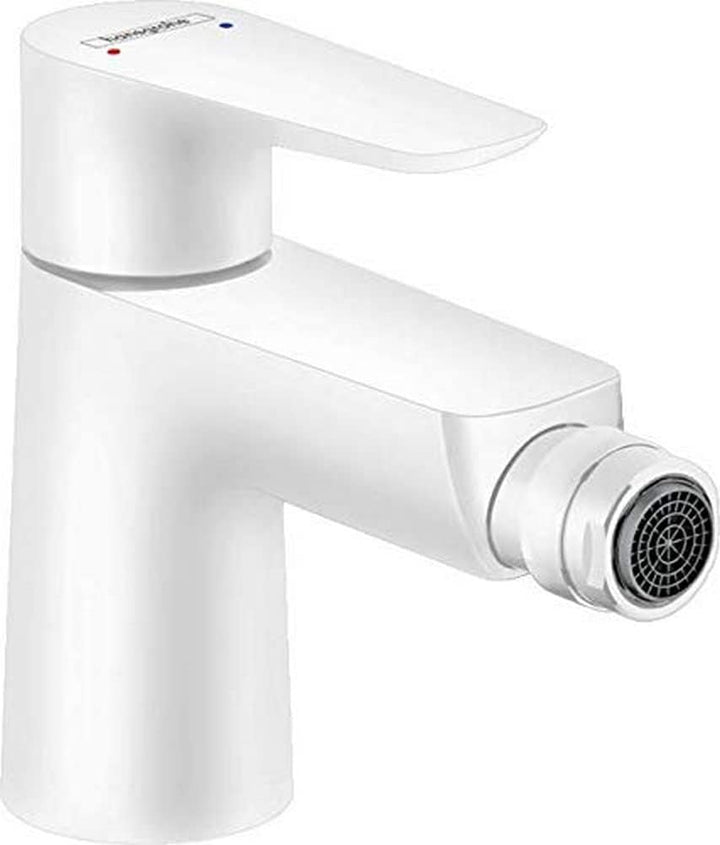 hansgrohe Talis E Einhebel-Bidetarmatur mit Zugstangen-Ablaufgarnitur, Mattweiss Matt-weiss mit Zugs