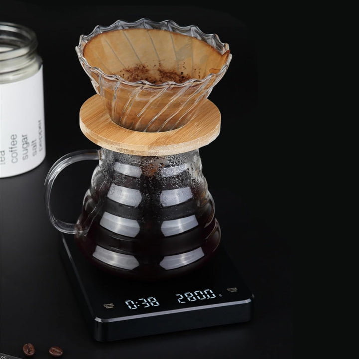 Lancoon Kaffeewaage mit Timer 3kg/0,1g Kleine Kaffeewaage mit Schwerkraftmessgerät Wiederaufladbar K