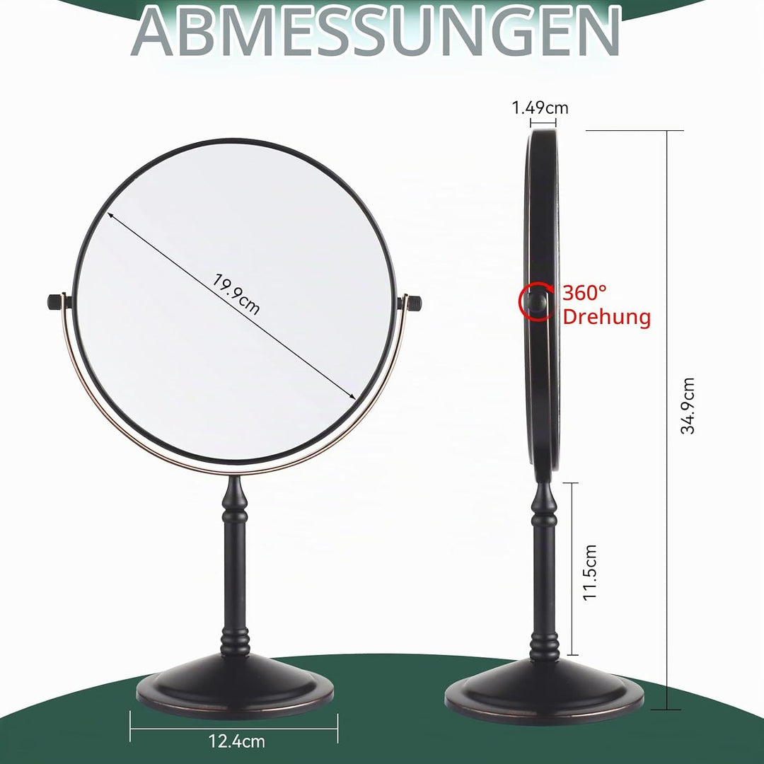 Nicesail Kosmetikspiegel mit 10x Vergrösserung Tischspiegel Schwarz Ölgeriebene Bronze Schminkspiege