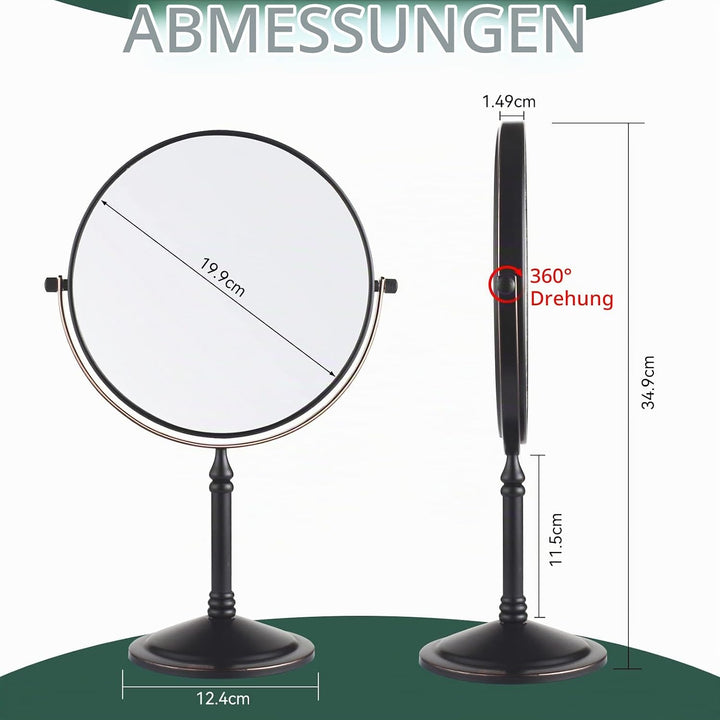Nicesail Kosmetikspiegel mit 10x Vergrösserung Tischspiegel Schwarz Ölgeriebene Bronze Schminkspiege