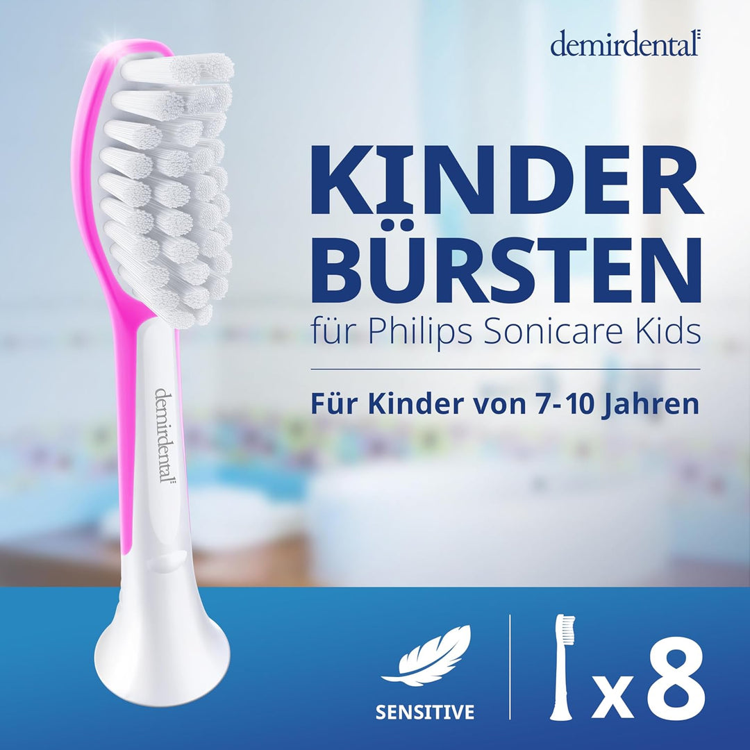 demirdental Kinder Ersatzbürsten passend für Philips Sonicare Kids, Bürstenköpfe ab 7 Jahre, entspri