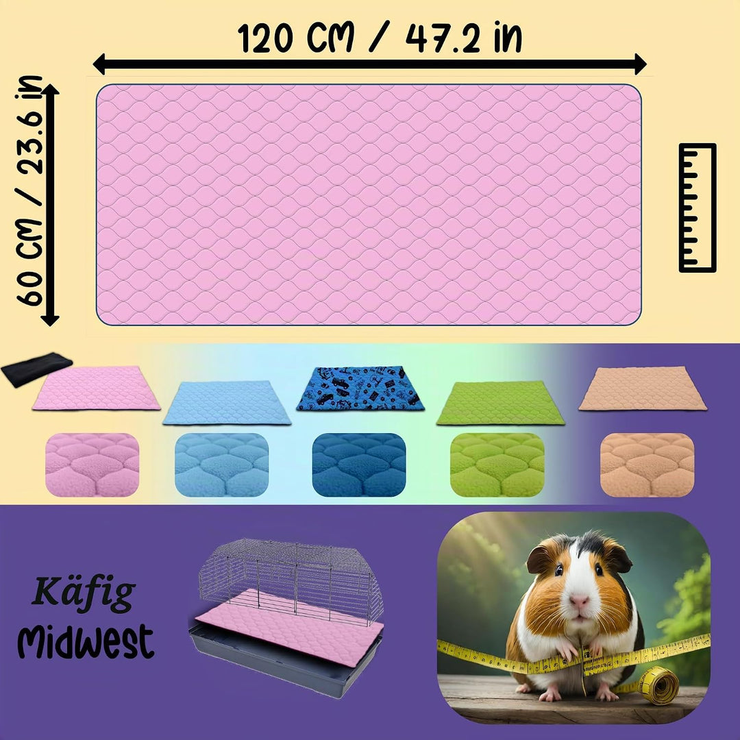 Käfigeinlage für Kaninchen und Meerschweinchen mit Abnehmbarer Fleece-Tunneldecke - perfekte Einstre