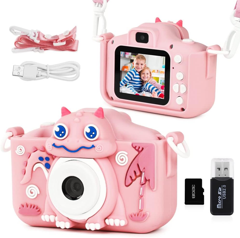 OSDUE Kinderkamera, 2.0”Display Digitalkamera Kinder, 1080P HD Eingebaute 32GB SD-Karte Selfie Digit