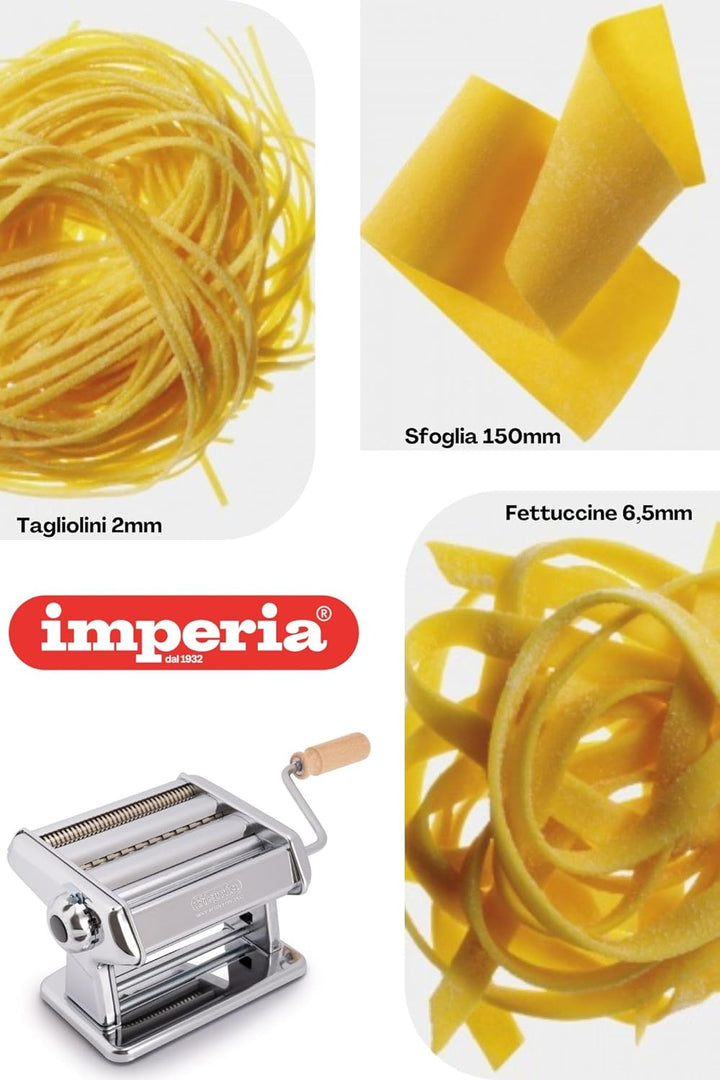 Imperia Titania. Nudelmaschine. 100% Made in Italy. Frische Nudelmaschine aus Stahl. Manueller Quers