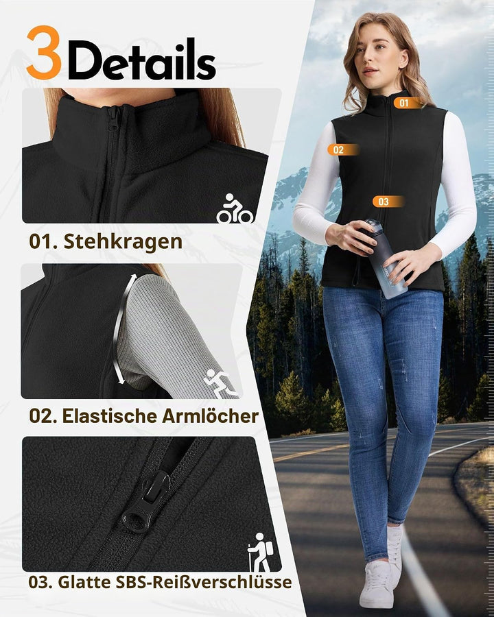 Outdoor Ventures Damen Weste Fleece Outdoor Polar Fleeceweste Ärmellos Jacke Luafwesten für Frauen S