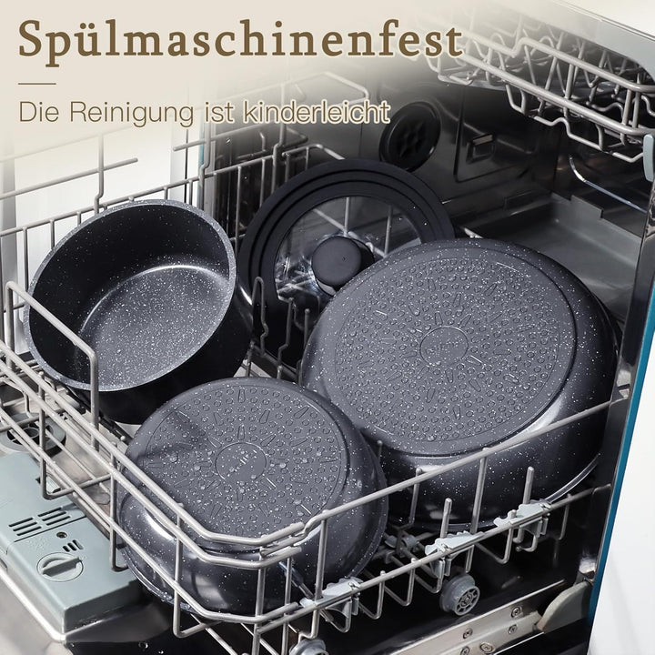 GiPP Pfannenset Topfset mit Abnehmbarer Griff, 15Plus-Teilig Kochtopf Induktion mit Keramik Antihaft